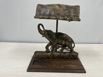 Antique Wood And Cast Iron Elephant Table Lamp Working-please Read Description • $65