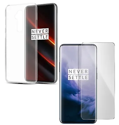 For ONEPLUS 7T PRO CLEAR CASE + TEMPERED GLASS SCREEN PROTECTOR SHOCKPROOF COVER • $13.29