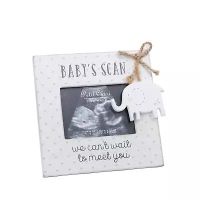Baby Scan Photo Frame Ultrasound Picture White Wood Elephant Expecting Gift 3x4 • £9.05