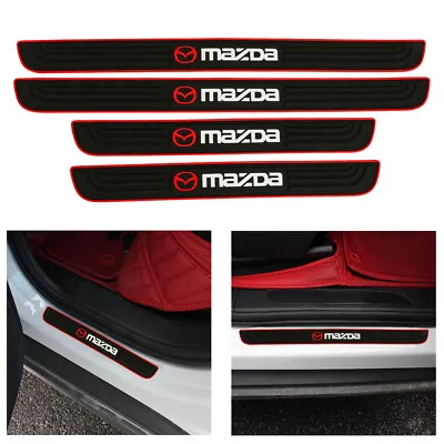 4Pc Black Rubber Car Door Scuff Sill Cover Panel Step Protector For MAZDA Red • $15