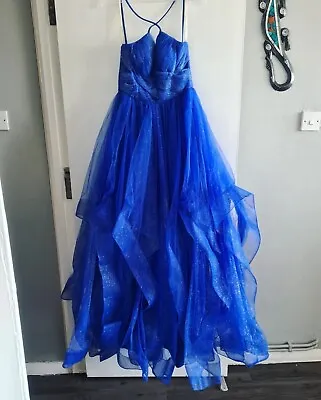 £210 • Buy Royal Blue Glitter Prom Dress - Size Xs