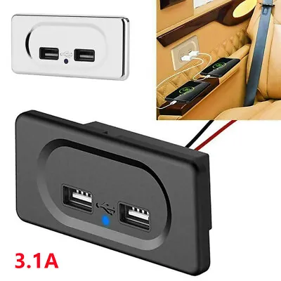 3.1A 12 V Dual USB Port Fast Charger Socket Power Outlet Panel Motorcycle Car RV • $8.99