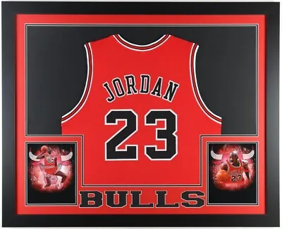 Michael Jordan Chicago Bulls 35x43 Framed Jersey / 6xNBA Champ 1991-93 / 1996-98 • $379.95