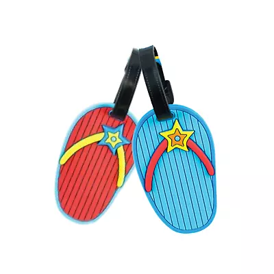 Flip Flop Luggage Tag Novelty Red Blue Name ID Card To Quickly Spot Luggage • £1.50