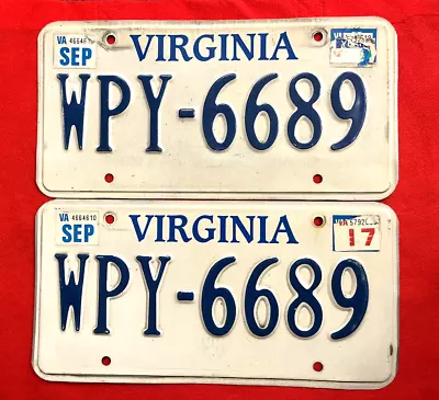 Virginia License Plate Pair WPY-6689 ... Expired / Crafts / Collect / Specialty • $5.95