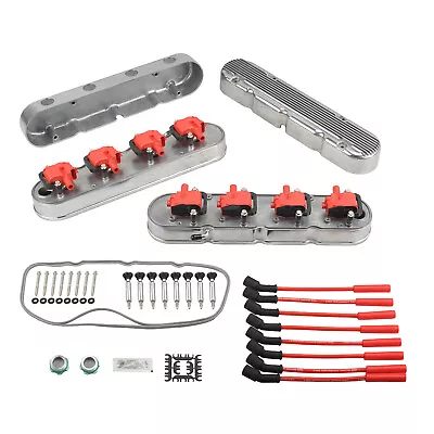 For Chevy LS Finned Vintage Hidden Coil Aluminum Valve Cover - Polished • $252.88