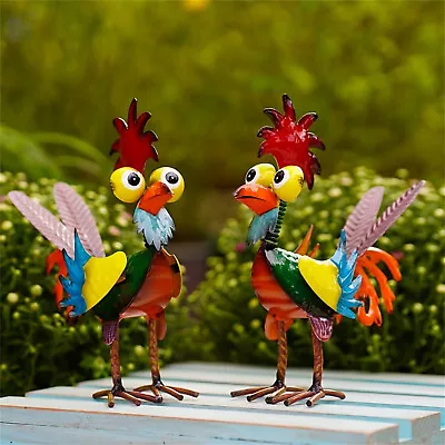 Funny Garden Rooster Statue Metal Rooster Yard Figurine DecorRooster Sculpture • $35.77