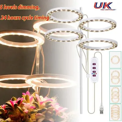 £5.99 • Buy LED Grow Light Plant Growing Full Spectrum Dimmable Indoor Plants Ring USB Lamp
