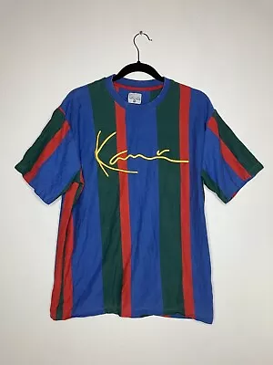 Vintage Karl Kani Big Logo Rap T-shirt 90’s Stripe Embroidered Size Medium • £24.99