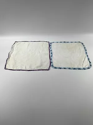 Vintage Hankerchief Crochet Ombre Scalloped Edge Hankie White DISCOLORED • $4.49