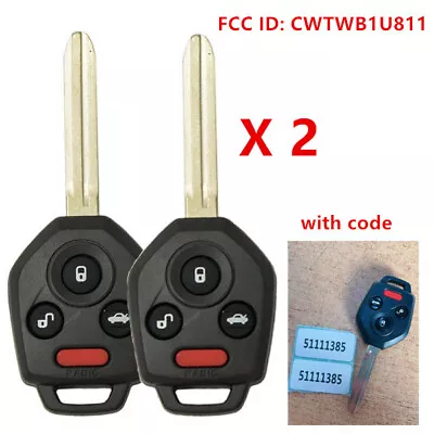 2X Replacement For Subaru 2011 2012- 2019 Remote Head Key Fob 4Button CWTWB1U811 • $25.41