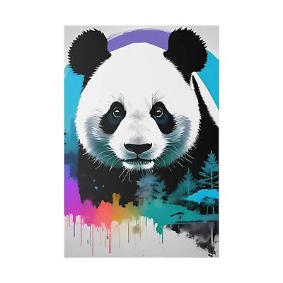 Rainbow Panda Canvas - Large Wall Hanging Home Art Decor Poster Room  • £75.36