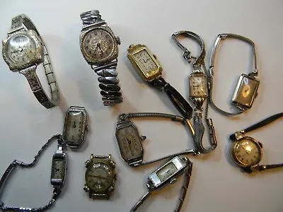 $195 • Buy 11 Vintage Art Deco Ladies 14k Gold Filled Watch Lot Gruen Bulova Nurse - Repair