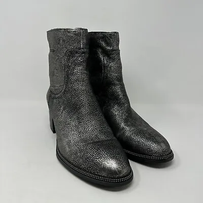 Franco Sarto Womens Liliana Leather High Top Pewter Ankle Boots Size 9.5M • $26.95