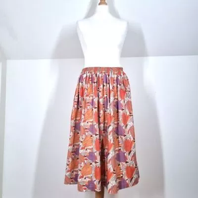 Vintage Liberty London Skirt Midi A Line Floral Tulip Print Cotton Full 10 12 • £24