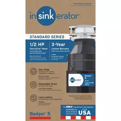 InSinkErator Badger 5 Food Waste Sink Continuous Feed Garbage Disposal 1/2 HP • $94.20