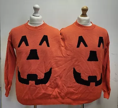 £9.99 • Buy Vv740 Mens Boohoo Orange Crew Neck Christmas Jumper For 2 Uk One Size