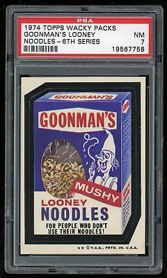 1974 Topps Wacky Packages Sticker Goonsman's Looney Noodles 6th Series PSA 8 • $27.89
