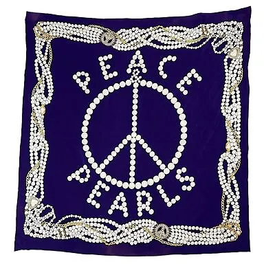 VINTAGE Moschino Peace Pearls Silk Scarf RARE Unique Purple • $175