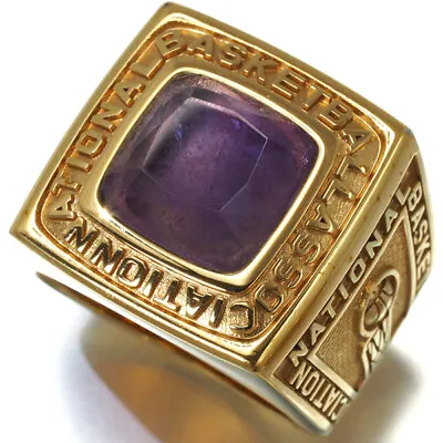 Auth Louis Vuitton X NBA Ring Purple Stone Purple MP2865 L Engraved US9.25-9.5  • £270.03