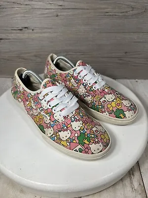 Vans Hello Kitty Authentic Lace Up Shoe Womens 9 Mens 7.5 White Pink Low Top • $34.99