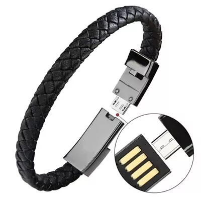 Portable Leather Mini Micro USB Bracelet Charger Data Charging Cable Sync Cord F • $13.70