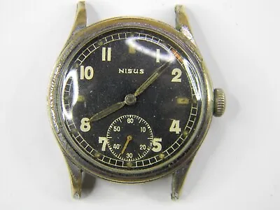 RARE VINTAGE 1940s WW2 NISUS AS1130 GERMAN MILITARY MENS WATCH - RUNS GOOD TIMER • $275