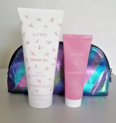 Jack Wills / Boots Body Wash & Body Lotion Cosmetic Bag Gift Set (6) • £11.95