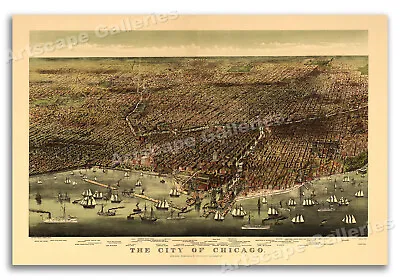 1892 Chicago Illinois Vintage Old Panoramic City Map - 16x24 • $12.95