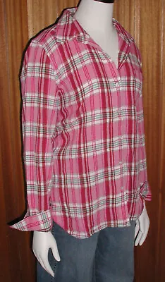 NWT J.Crew Factory Pink Green White Plaid Gauze Long Sleeve Button Down Shirt S • $24.99
