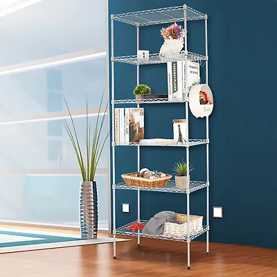 6 Tier Shelves With Wheels Storage Shelves Wire Shelf Metal Racks For Pantry UK • £49.99