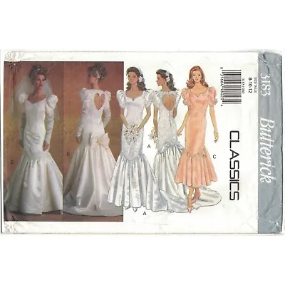 Butterick 3183 Mermaid Wedding Dress Pattern Heart Shaped Cut Out Sz 8-12 Uncut • $21.99