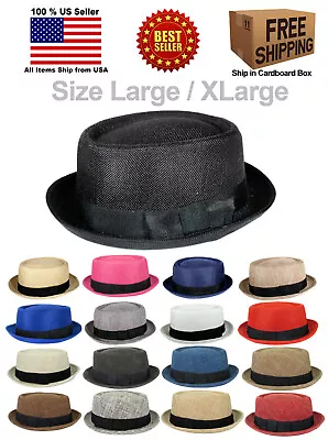 Fabric Pork Pie Porkpie Fedora Upturn Short Brim Cap Hat Cap Large / Xlarge • $18.99