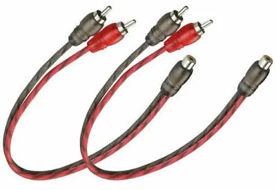 2 DS18 RCA Audio Y Adapter Cable OFC Noise Rejection Car Amp Splitter Cables Red • $9.95