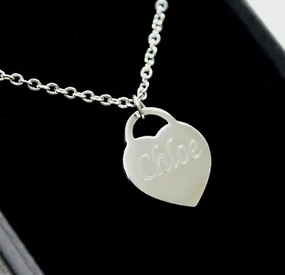 Engraved Necklace Heart Pendant Ladies Personalised Jewellery Birthday Gifts  • £13.95