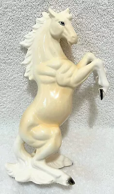 Vintage MCM Rearing White Horse Stallion 11  Ceramic Figurine Statue Japan • $35