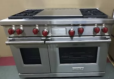 WOLF DF484DG 48 Inch Dual Fuel Stainless Range 4 Burner Stove W/ Double Griddle • $1