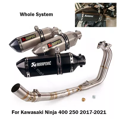 For Kawasaki Ninja 400 250 Z400 2017-21 Full System Exhaust Tips Front Link Pipe • $237.99