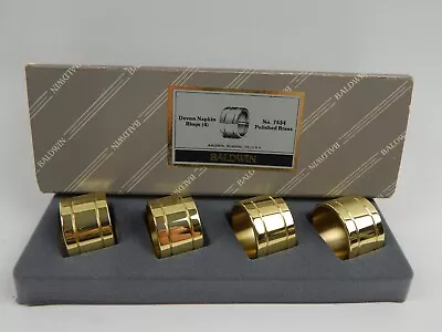 Baldwin Classics Collection Brass DEVON 7534 Napkin Rings 4 PCS Made In USA Box • $19.95