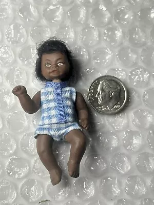 Vintage Dollhouse African American Baby Boy Doll 1:12 Miniature • $39