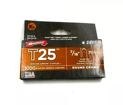 ARROW T-25 T25 1000 X 11MM ROUND CROWN WIRE AND CABLE STAPLES • £5.99