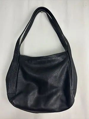 Francesco Biasia Double Strap Black Pebbled Leather Shoulder Bag 12x12x4.5 Zip • $59.99