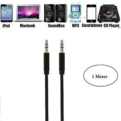 Pack Of  2-1M-3.5mm Jack Plug Aux Cable Audio Lead For Headphone MP3 IPod PC Car • £3.99