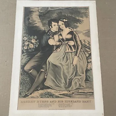 Antique N Currier Lithograph Robert Burns & Highland Mary • $34.99