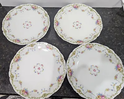 LOT OF 4 Antique C Ahrenfeldt Limoges France Higgins And Seiter Floral Plate Set • $75