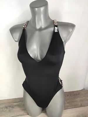 Boux Avenue Black Gold Palma Chain Swimsuit - Rose Gold  Cross Back  All Sizes • £15.99