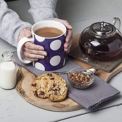 Polka Dot Purple Extra Large Big Mug 1 Pint Coffee Tea Soup Chunky Dotty Mug • £12.95