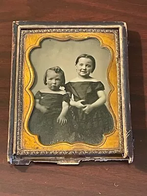 Rare 1800s Large Image Adorable Little Girls ~Ambrotype Daguerreotype For Repair • $10.50