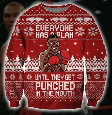 Funny Mike Tyson Ugly Sweater All Over Print Christmas Gift Us Size Best Price • $42.94