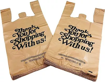 Bags 1/6 21 X 6.5 X 11.5 Heavy Duty .71 Mil  Beige T-Shirt Plastic Shopping Bags • $9.99